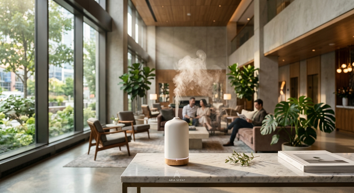 רוצים שהלובי יריח כמו מלון בוטיק? כך בוחרים מפיץ ריח ללובי לפי גודל החלל